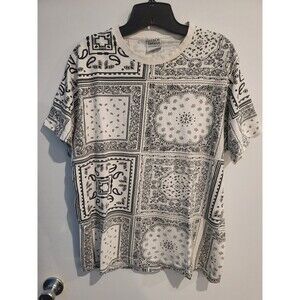 Maison Article White Paisley Print Short Sleeve Shirt M